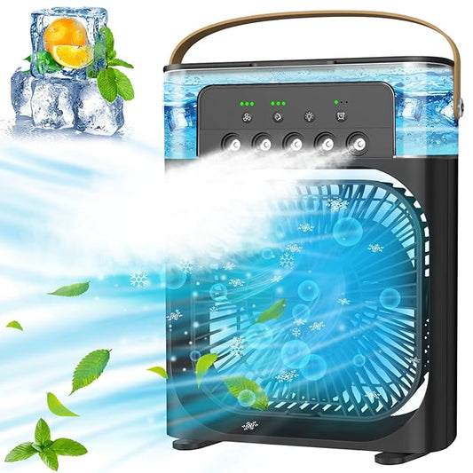 Portable Air Conditioner - Small Personal Air Cooler Quiet AC Portable Mini Computer Cooling Fan USB Powered 1/2/3H Timer, 3 Speed,